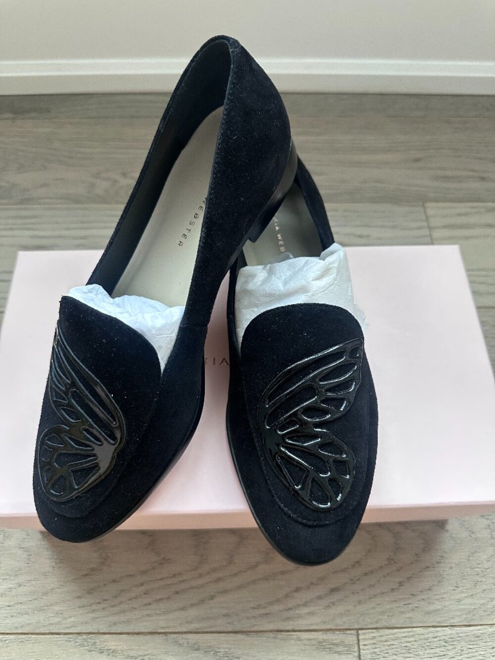 Black Velvet Butterfly Flats Loafers Size 37 (6.5/7)